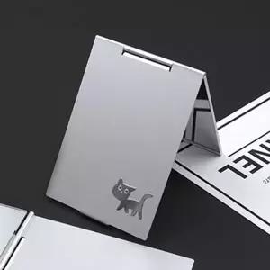 메탈릭 캣 접이식 탁상거울 휴대 미니손거울 (KYR-WB7D70B)