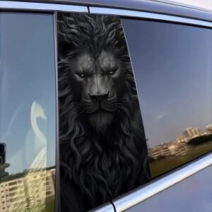 2피스 라이온 비닐 자동차 스티커 - B필러 도어 등 내구성 긁힘 방지 내마모성