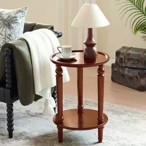 미니 원형 사이드테이블 티테이블 원목 2단 원탁 탁자 거실 소파 빈티지 엔틱 400