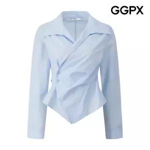 [GGPX] 투 버튼 랩 카라 블라우스 (GQ1SH011F)