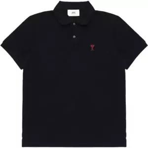[아미] BFUPL001 760 001 하트 로고 블랙 폴로 피케 티셔츠 카라티
