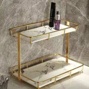 골드 정리대 대리석무늬 향수 선반 2단 보관함 센스업 진열대