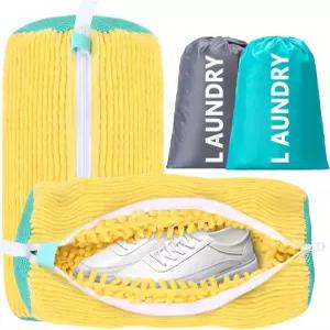 신발 세탁기 가방 2개 2사이즈 여행용 세탁 포함 - 운동화/부츠/신발 세트용 및 건조기 안전 보호기