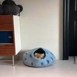 고양이 숨숨집 천연 양모 펠트 방수 동굴집 고급스러운