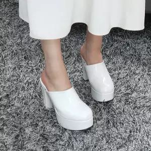 [디아]베코 국산 유광 가보시 통굽 한복 웨딩 키높이 힐 슬리퍼 12cm