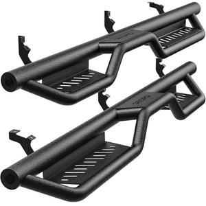 2019-2026 포드 레인저 크루 캡, 2단 스텝이 있는 볼트온 너프 바, 카본 스틸 사이드 스텝, 바 스텝 레일 블랙 파우더 코팅된 OEDRO 6인치 러닝 보드