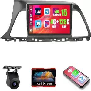 현대 쏘나타 2015용 4+128GB 안드로이드 15 카 라디오 2016년형 무선 카플레이 오토 리얼디오 9인치 1280 *