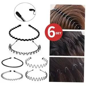 귀안아픈 고품질 스프링머리띠 남녀공용 경량 철사머리띠 6개SET