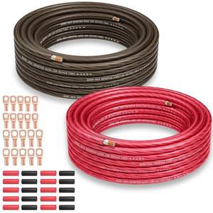 8 게이지 와이어 키트(각 15피트, 빨간색/검정색), 기본 자동차 와이어, 배터리 케이블, 앰프 배선 키트, 오디오 전원 및 접지 퓨즈, 8AWG CCA, 20개의 열 수축 랩, 러그 포함