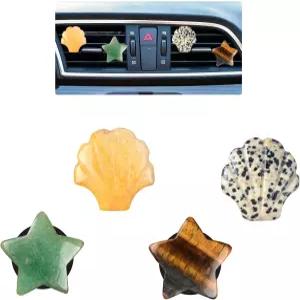 오리세 보호 자동차 통풍구 클립 4pcs 비치 카 데코 공기 청정기 디퓨저 펜타그램 스타즈 씨셸 내추럴 스톤