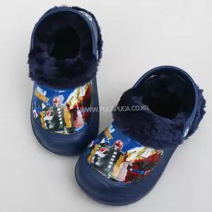 R66 헬로카봇 토퍼 방한 샌들 EVA 남아동 털신 겨울슬