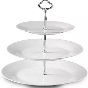 Klikel 3단 서빙 스탠드 - 파티용 은색 트레이 컵케이크 과일 디저트 또는 차용 원형 플래터 케이크 팝 및