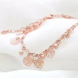 14K GP 장미 큐빅 로즈골드 체인 패션 발찌
