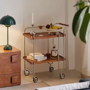 이동식 원목 홈바 트레이 트롤리 우드 테이블 사이드