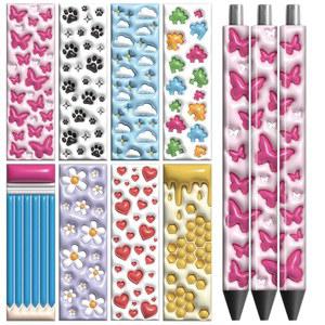 프린트 3d 스티커 공예 전사 uv 날 방수 선물하기 어머니의 - 접착 dtf 선물 diy 펜 hd 데칼 입체 랩 장식 패턴 피코블루 48개