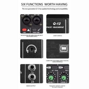 2채널 전문가용 휴대용 오디오 인터페이스 사운드 카드 콘솔 미니 소형 USB 믹서 기타 녹음 스튜디오 노래