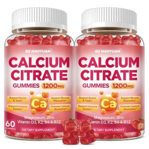 칼슘 시트레이트 구미 D3 마그네슘 아연이 함유된 여성 및 남성용 보충제 1200mg 뼈 근육 면역 지원 딸기