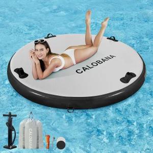 칼로바나 풍선 플로팅 도크 플랫폼 풀 레이크 비치 파티를 위한 휴대용 가방을 든 다인용 라운드 워터 해먹