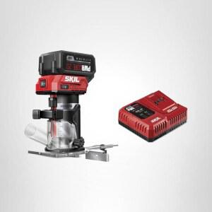 SKIL 20V 브러시리스 컴팩트 라우터 배터리 1시간 충전기 키트(4.0Ah 및 포함)-RT1430B-10