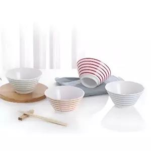 [전자레인지사용가능] 레인보우 도자기 면기 젓가락 6종세트 떡국그릇 집들이 선물세트