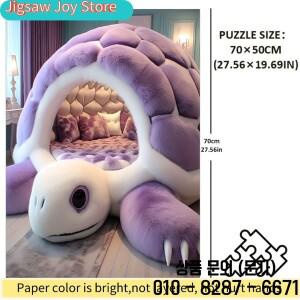 1000피스 할로윈 테마 퍼즐 보라색 거북이 침대 디자인 거실 장식용. 부드러운 플러시 소재로 제작됨