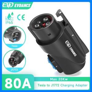 Tesla to J1772 어댑터 최대 80A 250V 20kW 충전 어댑터 전기 자동차용 고전력 고속 충전기 NACS to J1772
