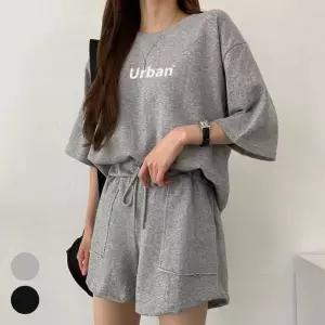 여성용 반팔 반바지 홈 캐주얼 트레이닝복 운동복