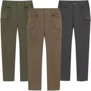 [디바옴므] 밀리터리 카고포켓 일자핏 전술 스판 밴딩 팬츠