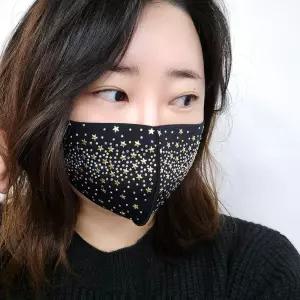 큐빅장식 네오프랜 패션마스크 국산 세탁가능마스크 천마스크 블랙 블랙천 빨아쓰는 세탁용