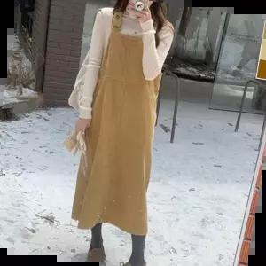 패션원피스 골덴 멜빵 원피스 코듀로이 데일리 패션 데이트룩 1P