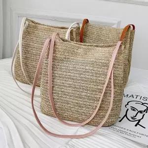3컬러 밀짚 쇼퍼백 숄더백 가방 트렌디 에코백