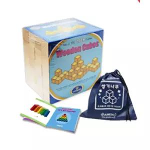 (러닝스텝)2.5cm 원목 쌓기나무 100pcs퍼즐 큐브 교구 입체도형 도쌓기 유아용도쌓기 쌓기 쌓기미니북 놀이