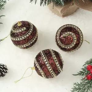 Jdt 장식볼 3p 8cm 더블라인트리 트리볼 악세사리 액세서리 소품 크리스마스