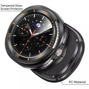 삼성 갤럭시 워치 8 클래식 46mm 케이스용 강화유리 스크린 보호필름 포함 하드 PC 케이스 전체 보호 커버