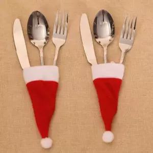 크리스마스 산타 모자 수저커버 연말파티 소품 산타모자수저커버