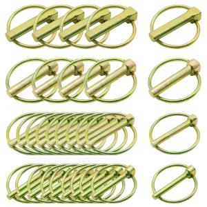 Pinailer 린치 핀 모음 키트 30개 - 트럭 트랙터 트롤리 잔디 깎는 기계 및 트레일러용 3/16”x1-7/16”