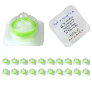 주사기 필터 멸균 PES 멤브레인 0.22um 기공 크기 직경 33mm 개별 포장 랩필 20개/pk