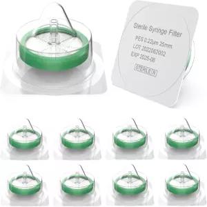 FORE E s Scientific 50 팩 주사기 필터 멸균 PES 기공 크기 0.22 μm 막 직경 25 mm 실험실