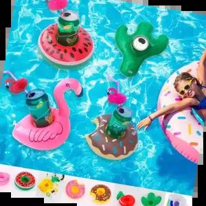 플라밍고튜브 플라밍고 풀빌라 물놀이 미니 컵 홀더 튜브