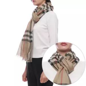 [버버리] 26SS 여성 체크 울 실크 머플러 (8078779 ARCHIVE BEIGE W 26S)