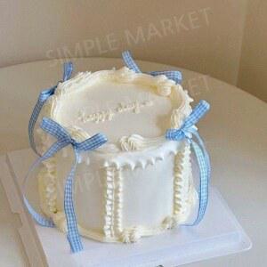 샤크팡케이크 모형 리본 파티룸 블랙 브라이덜 케익 케이크장식 두께 모형케이크