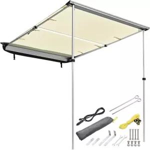 LED 조명이 장착된 헤이 지아유 차량 차양 4.6x6.6피트 지붕 랙 풀아웃 망원경 폴 카 사이드 텐트