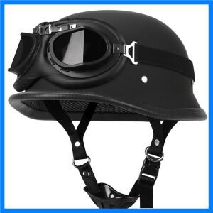 오토바이 헬멧 독일 가죽 스타일 파일럿 오토바이 오픈 페이스 레트로 하프 헬멧 크루즈 헬기 바이커 DOT