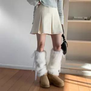 여자 데일리 데이트룩 겨울 플리츠 미니스커트