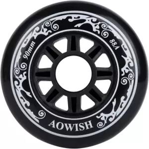 AOWISH 90mm 스피드 인라인 스케이트 휠 롤러 블레이드 88A 야외 스케이팅 신발 교체 블랙 4종 세트