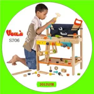 고급 수입 원목 공구 작업대 세트 브알라 아빠 역할 놀이 장난감 나무 테이블 조카 선물 3세 4세 남자 아이