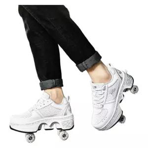 바퀴달린신발 신발 성인용 스케이트 힐리스 로우탑 롤러 인라인 화이트