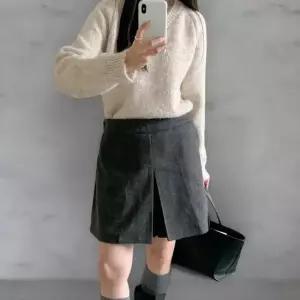 [다잇템] 여성 핫팬츠 넓은 백밴딩 FW 슬릿 스커트바지