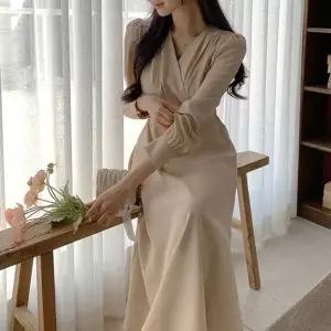 셔링 랩스타일 머메이드 롱원피스 우아한 하객룩 (WFK80C8)