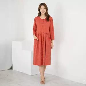 엄마옷 면 잔꽃 단추 잠옷홈웨어 원피스 1GHJ24641 중년여성 마담 60 70대  빅사이즈 할머니